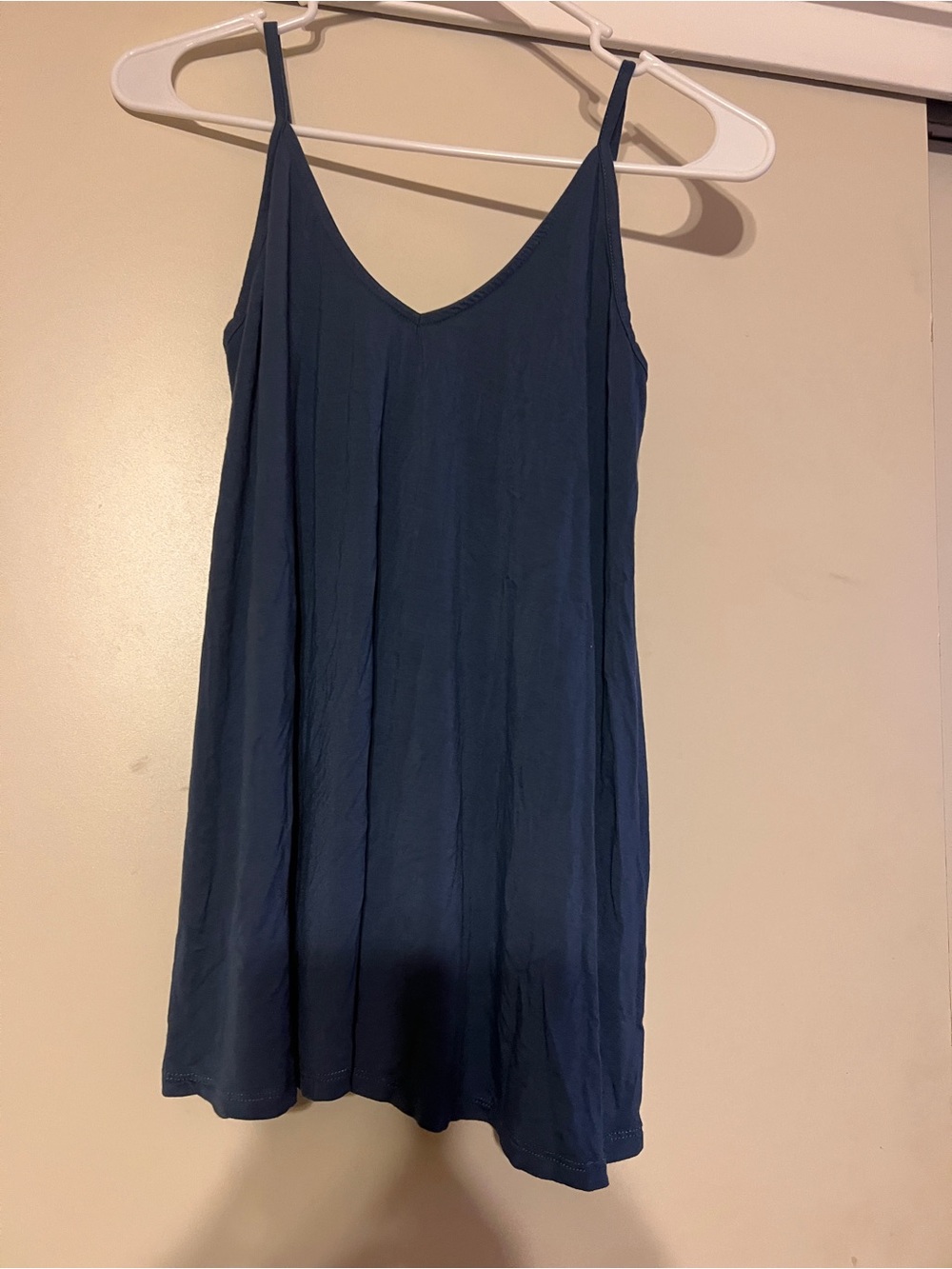 Women's blue V-Neck Slip Tank with Spaghetti Straps